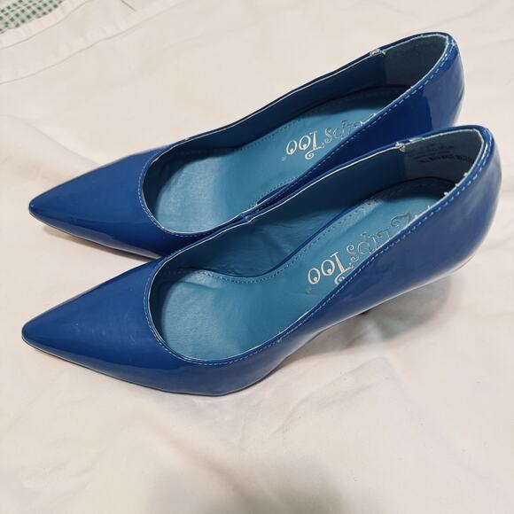 2 Lips Too patent leather heels Royal Blue dress shoes pumps sz 6.5 statement - Picture 2 of 7